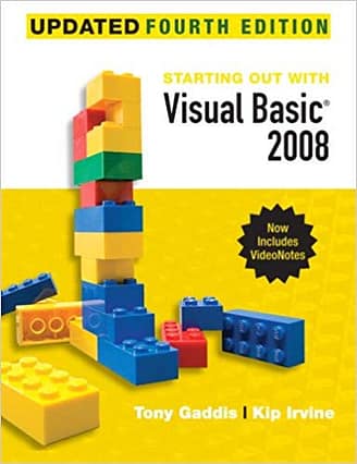 Official Test Bank for Starting Out With Visual Basic 2008 Update by Gaddis 4th Editon